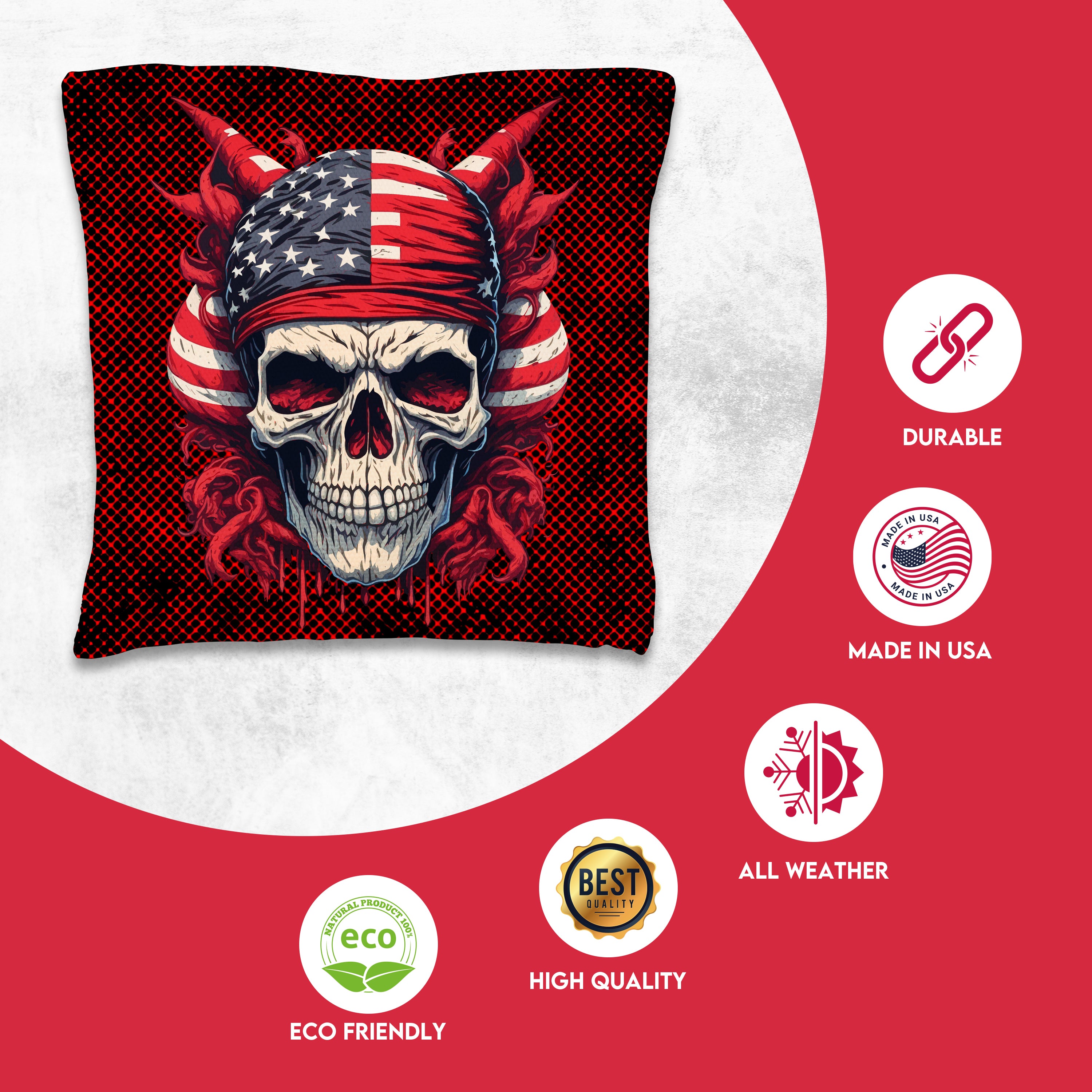 Skull Red Blue Cornhole Bags