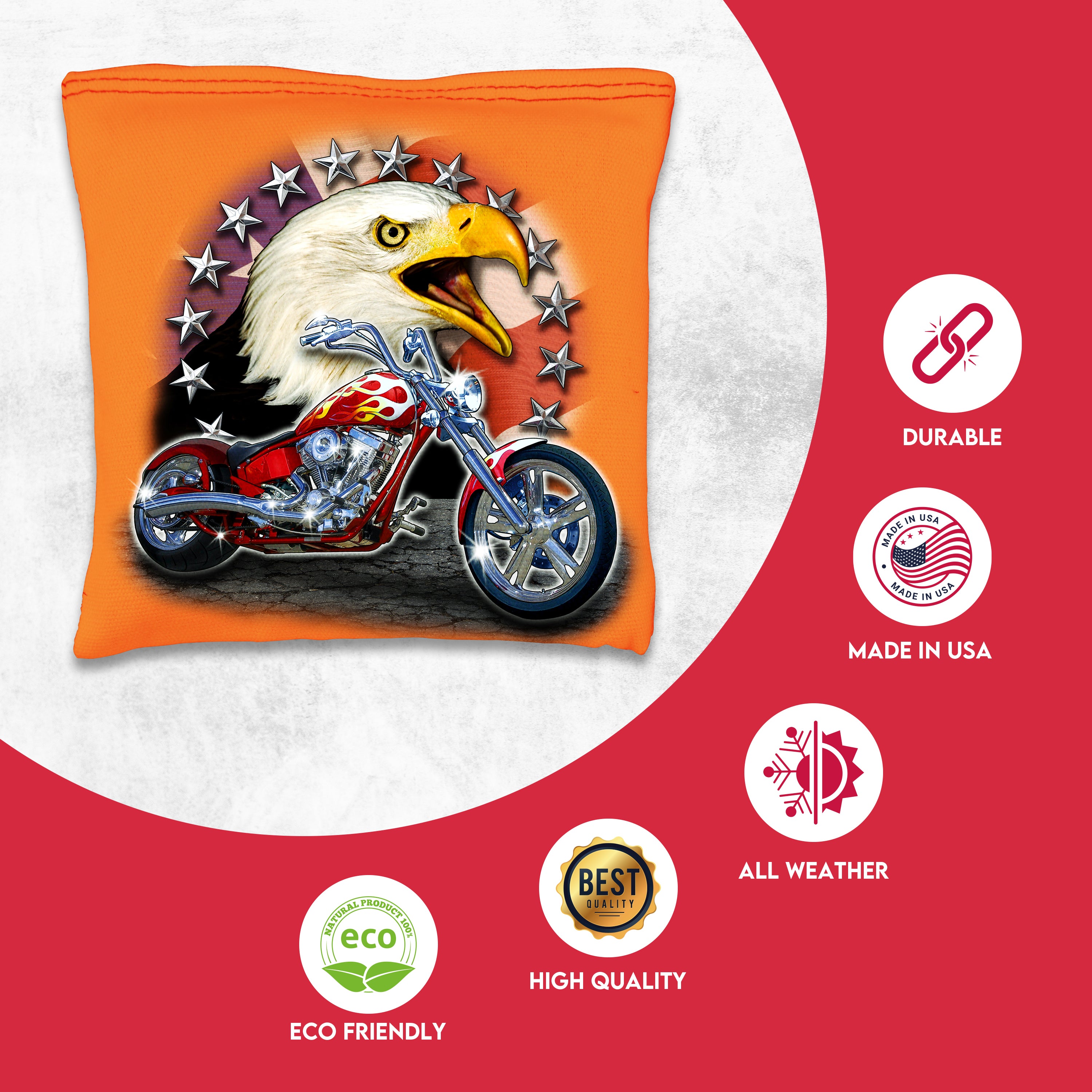 Motorcycle Bald Eagle Cornhole Bags
