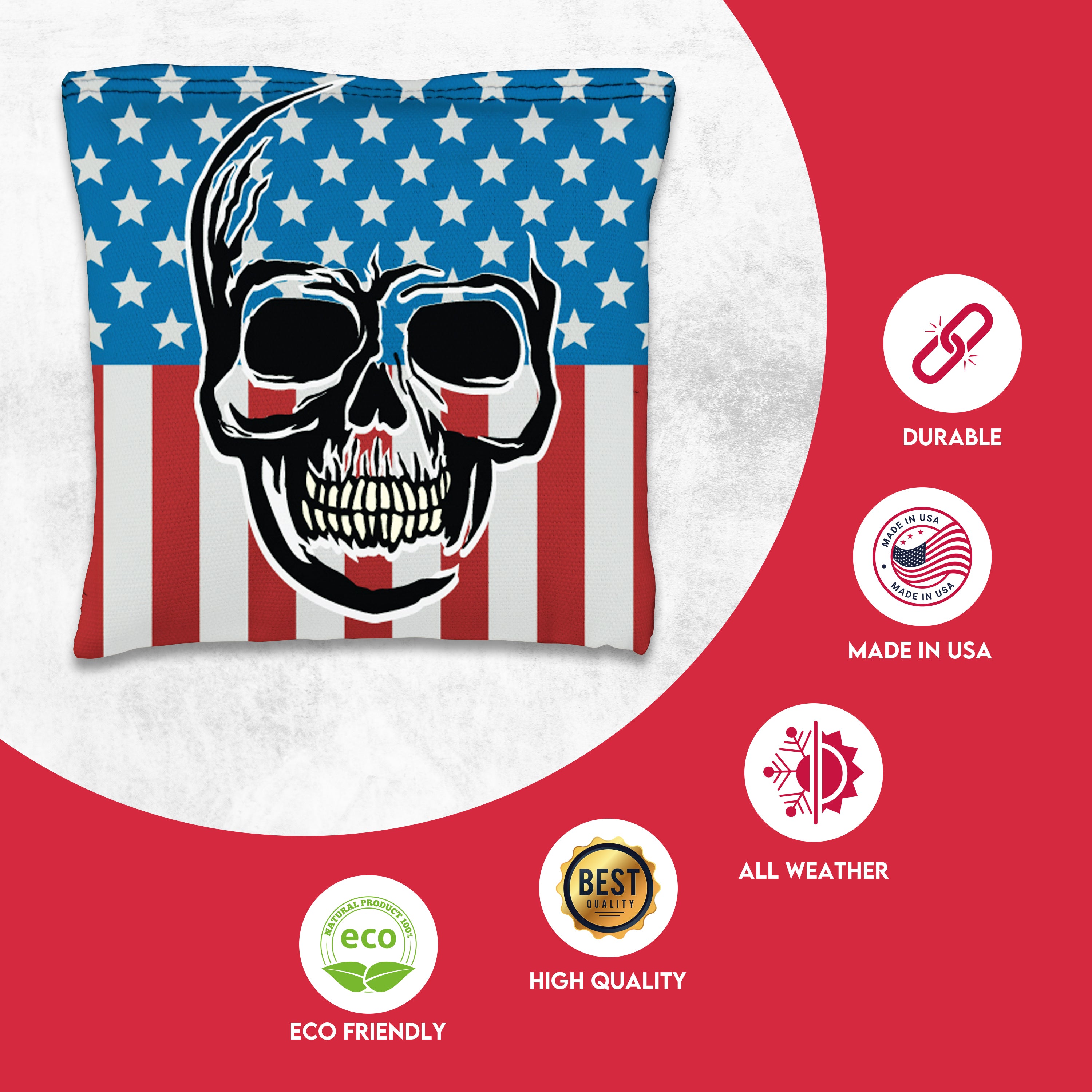 Skull over Flag Cornhole Bags