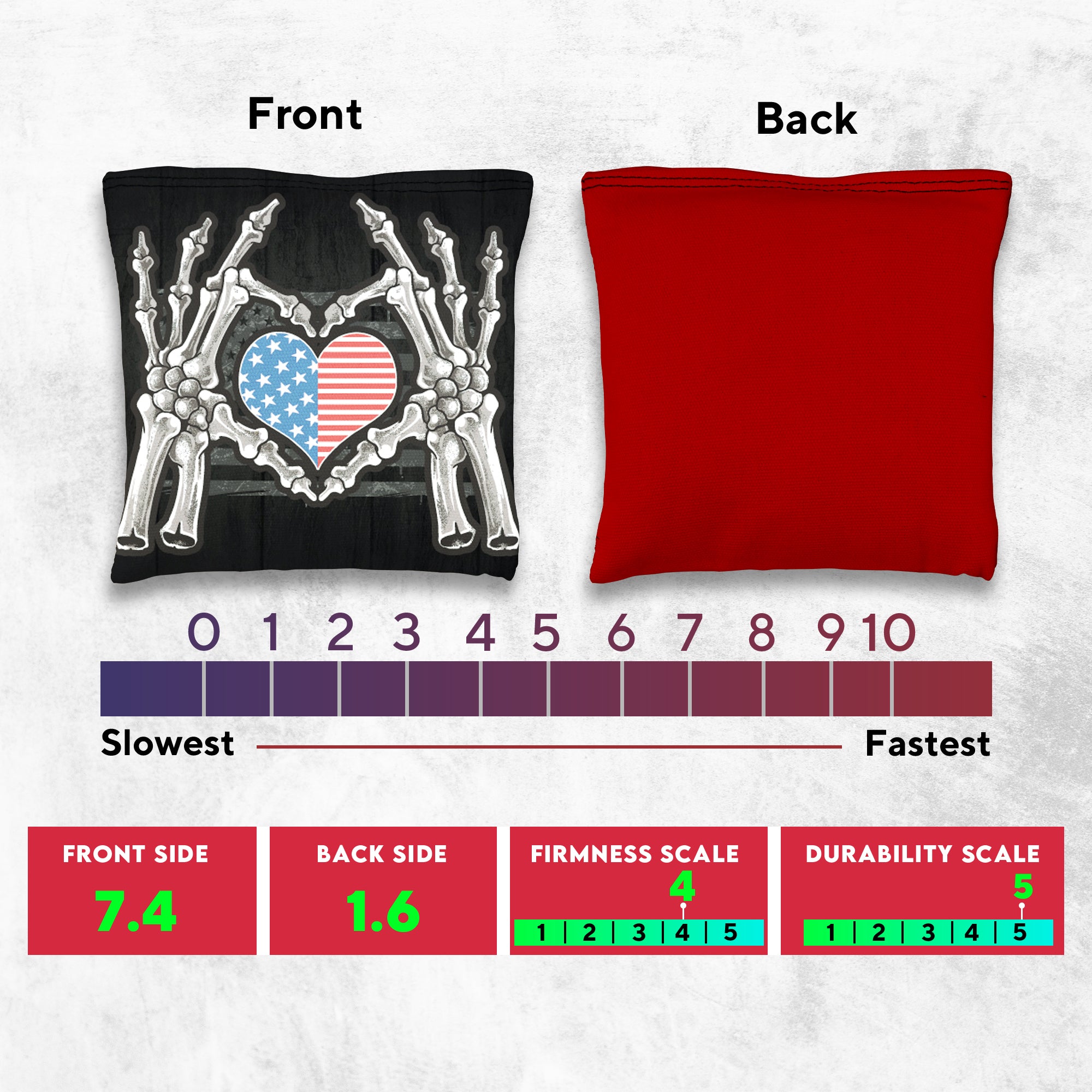 Bone Hand Heart Flag Cornhole Bags