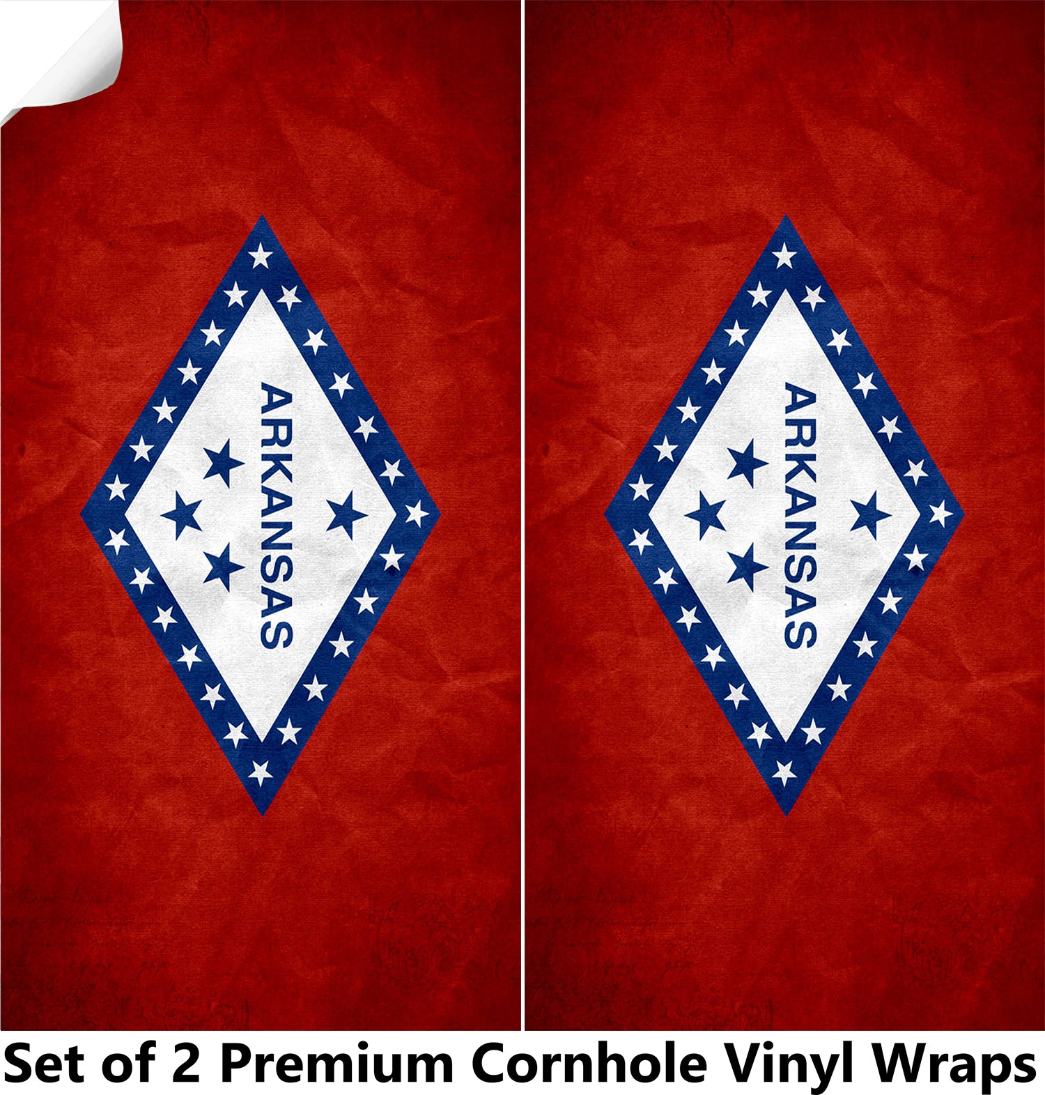 Arkansa Classic State Flag Cornhole Boards Wraps (Set of 2)