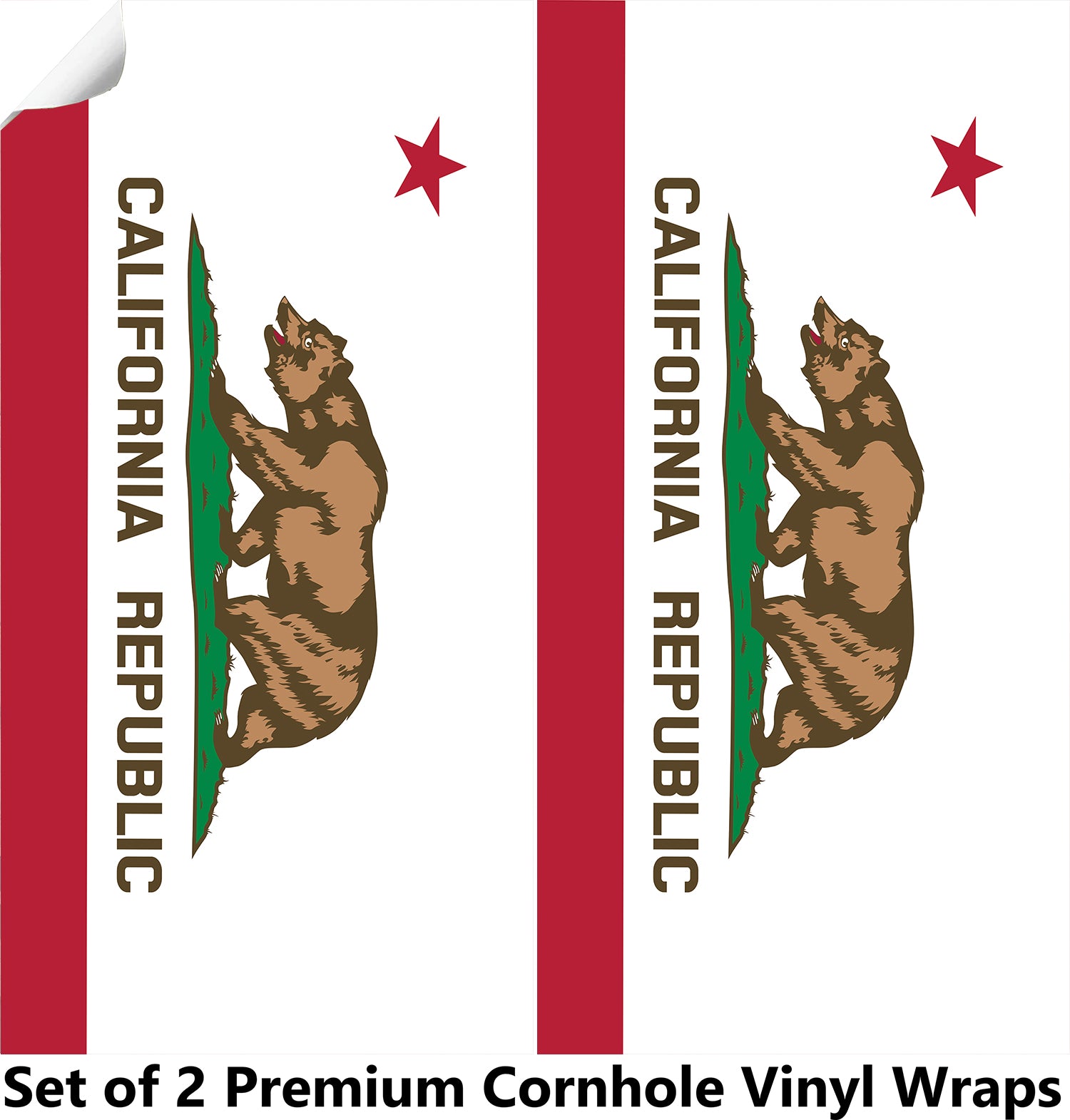 California Classic State Flag Cornhole Boards Wraps (Set of 2)