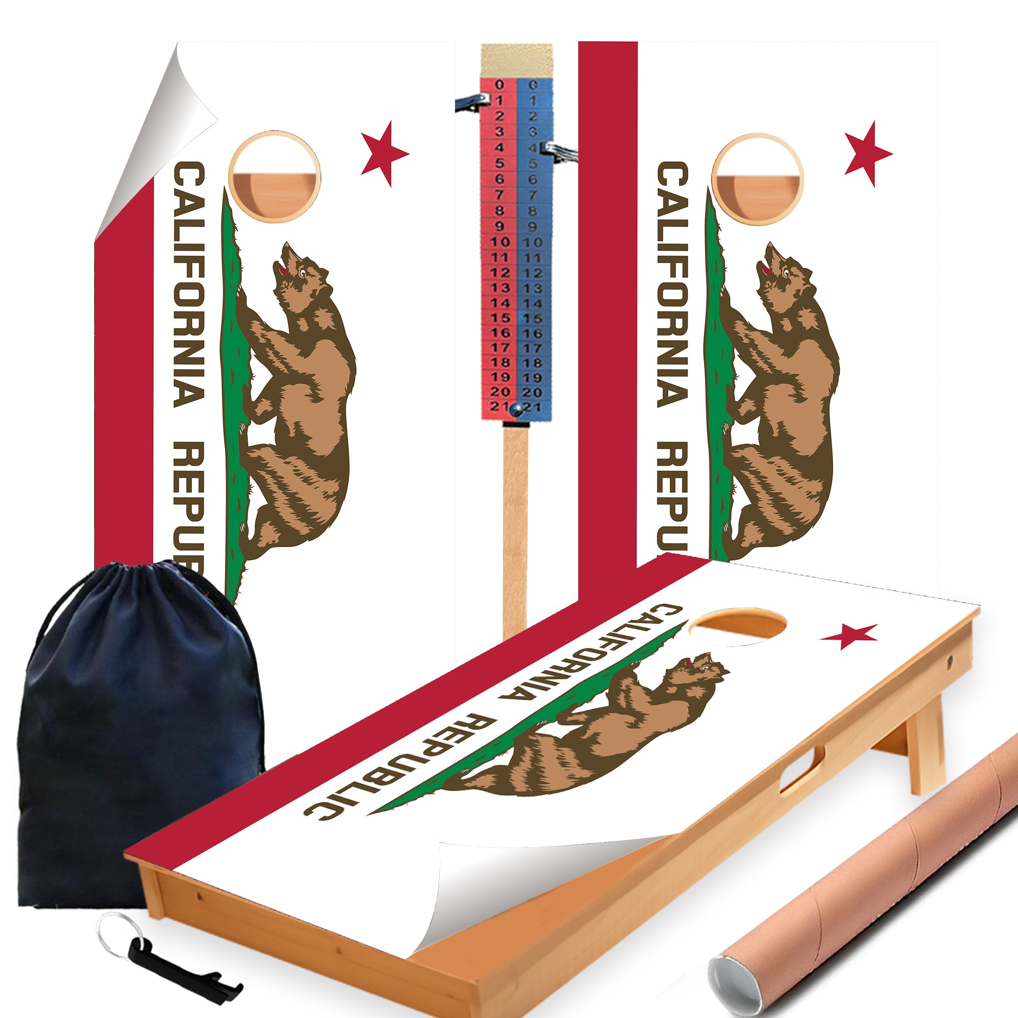 California Classic State Flag Cornhole Boards Wraps (Set of 2)