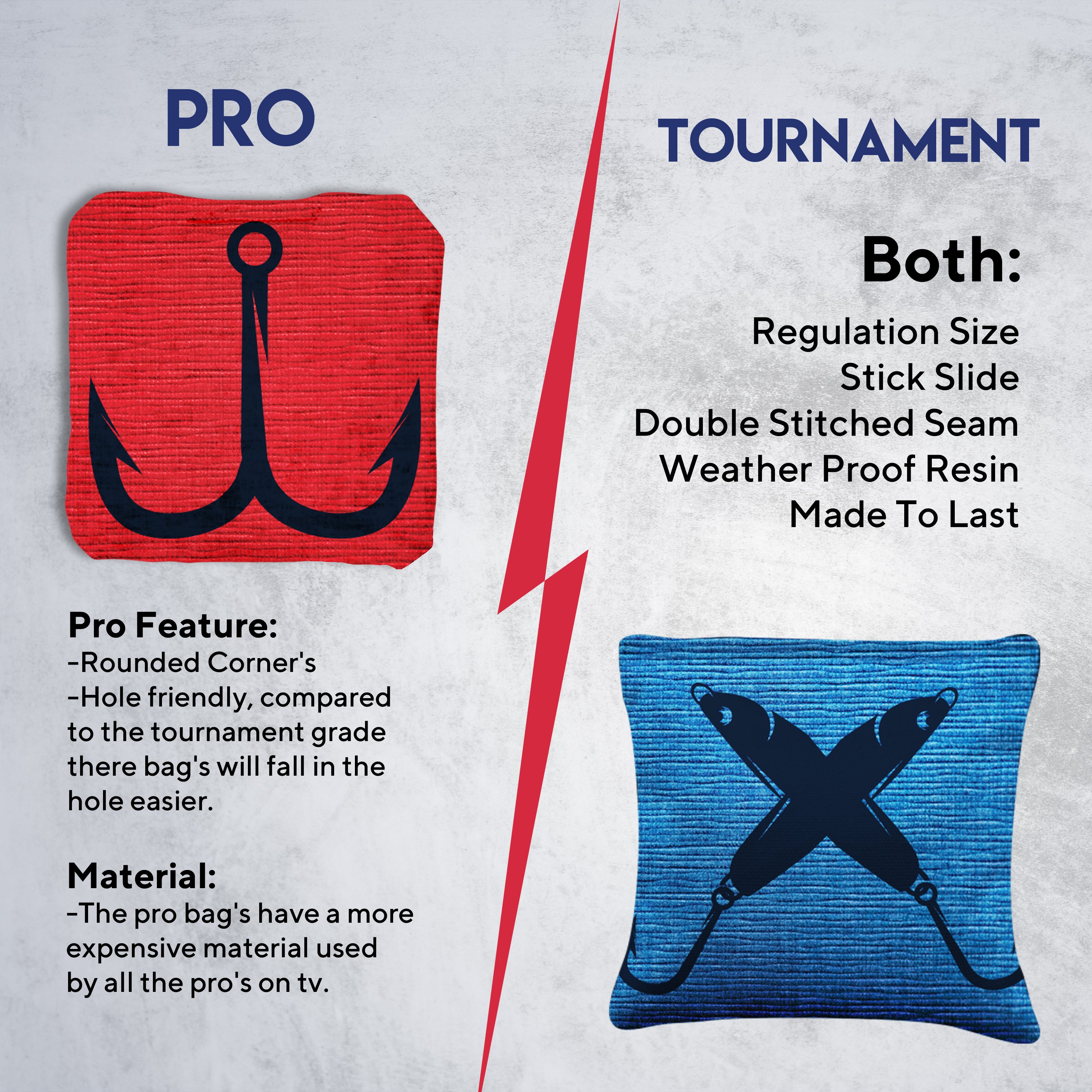 Red Blue Hooks Cornhole Bags