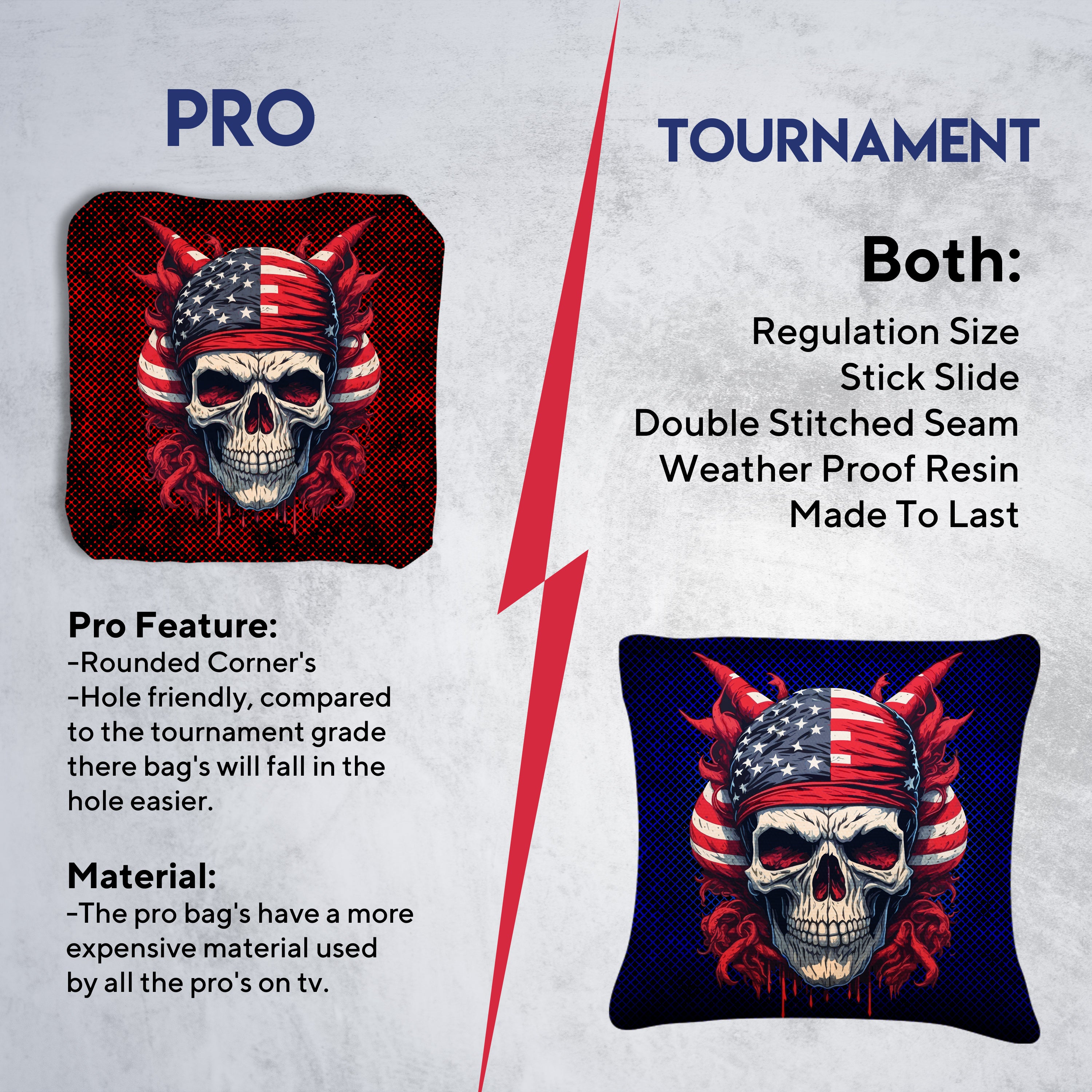 Skull Red Blue Cornhole Bags