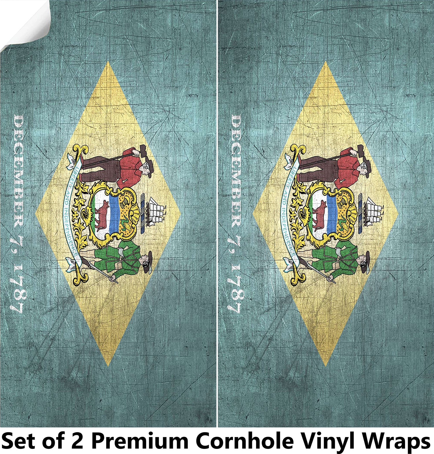 Delaware Classic State Flag Cornhole Boards Wraps (Set of 2)