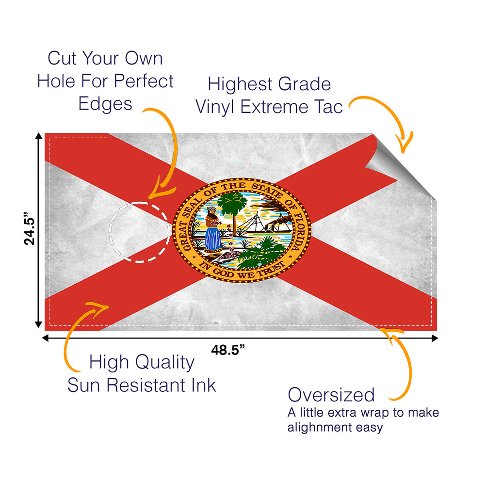 Florida Classic State Flag Cornhole Boards Wraps (Set of 2)