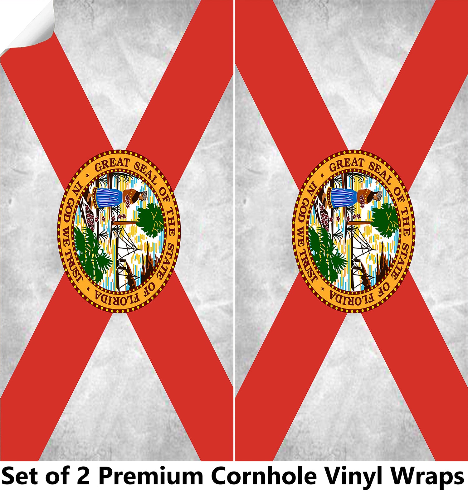 Florida Classic State Flag Cornhole Boards Wraps (Set of 2)