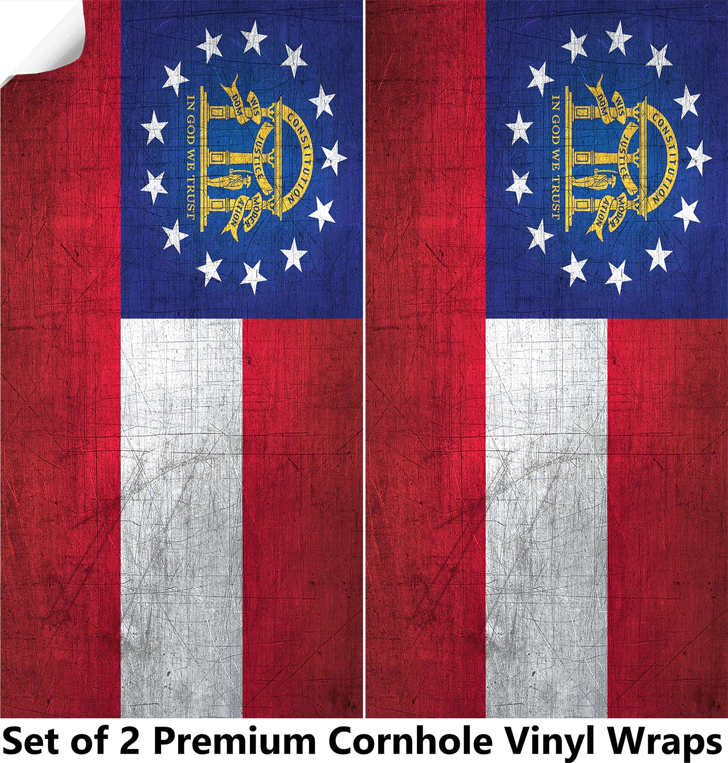 Georgia Classic State Flag Cornhole Boards Wraps (Set of 2)