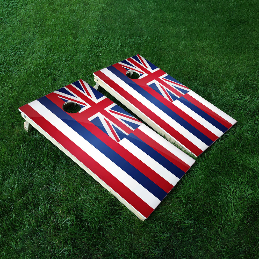 Hawaii Classic State Flag Cornhole Boards Wraps (Set of 2)