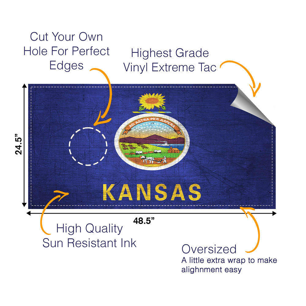 Kansas Classic State Flag Cornhole Boards Wraps (Set of 2)