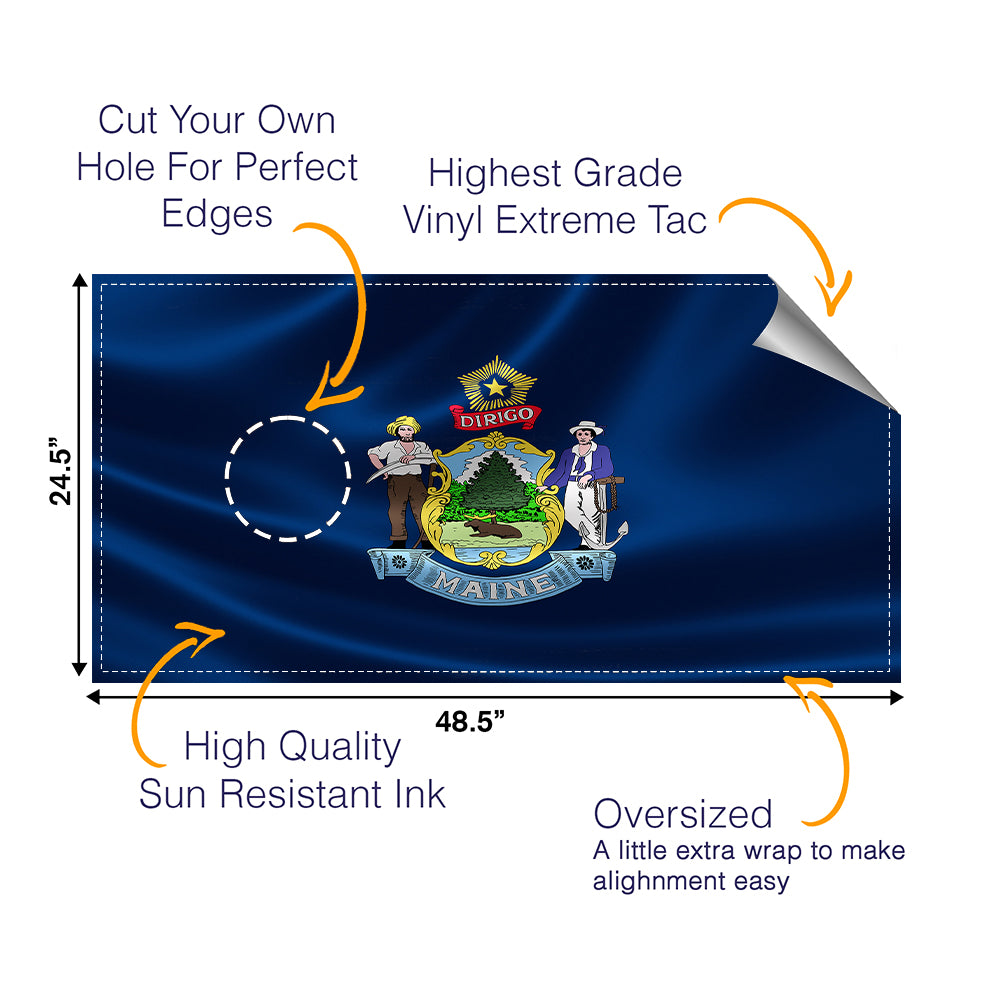 Maine Classic State Flag Cornhole Boards Wraps (Set of 2)