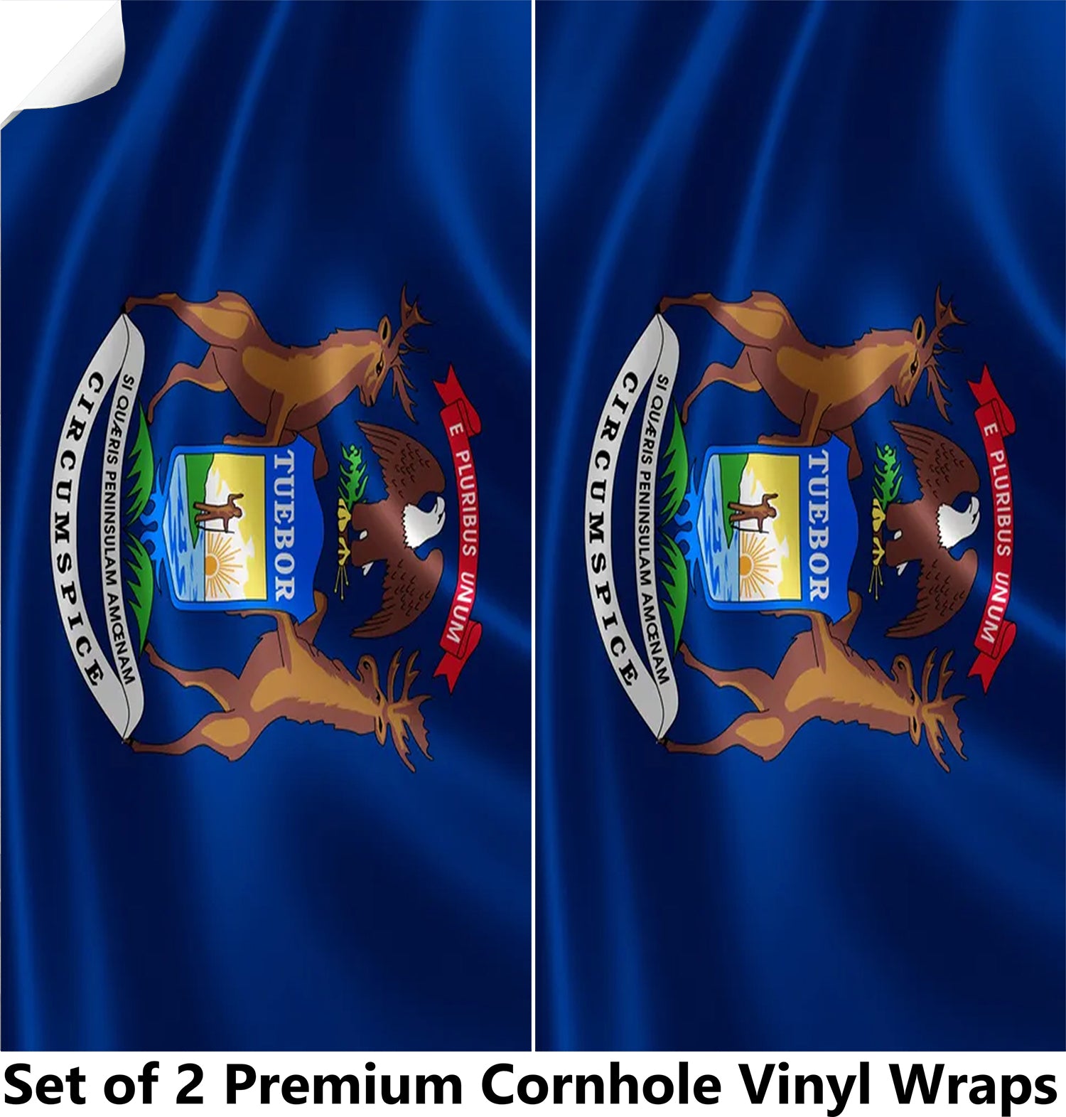 Michigan Classic State Flag Cornhole Boards Wraps (Set of 2)
