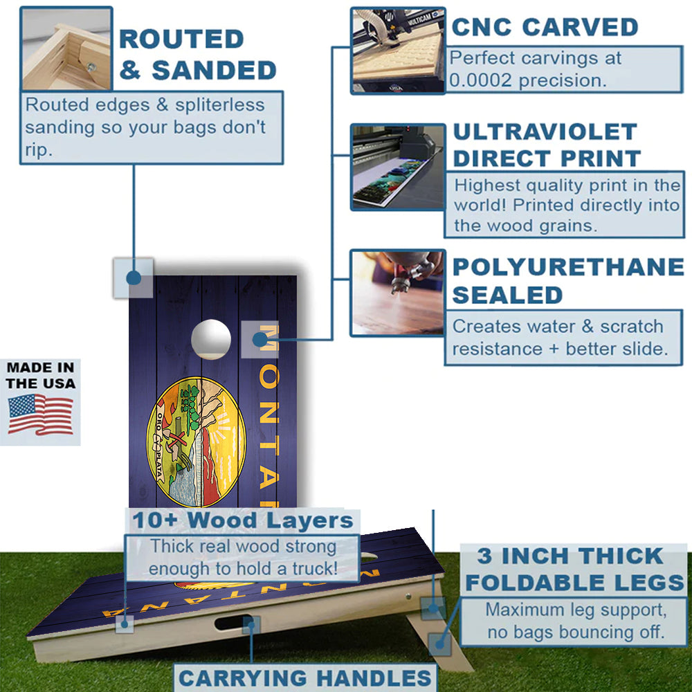 Montana Flag Professional Cornhole Boards