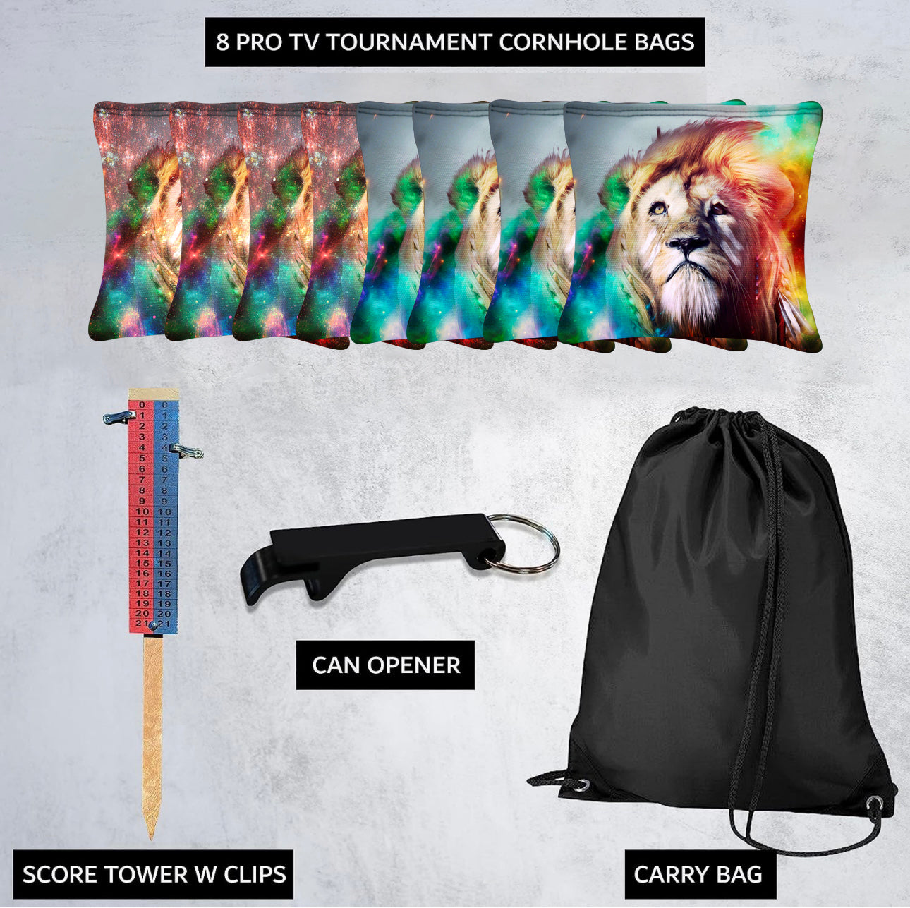 Colored Lion Cornhole Bags