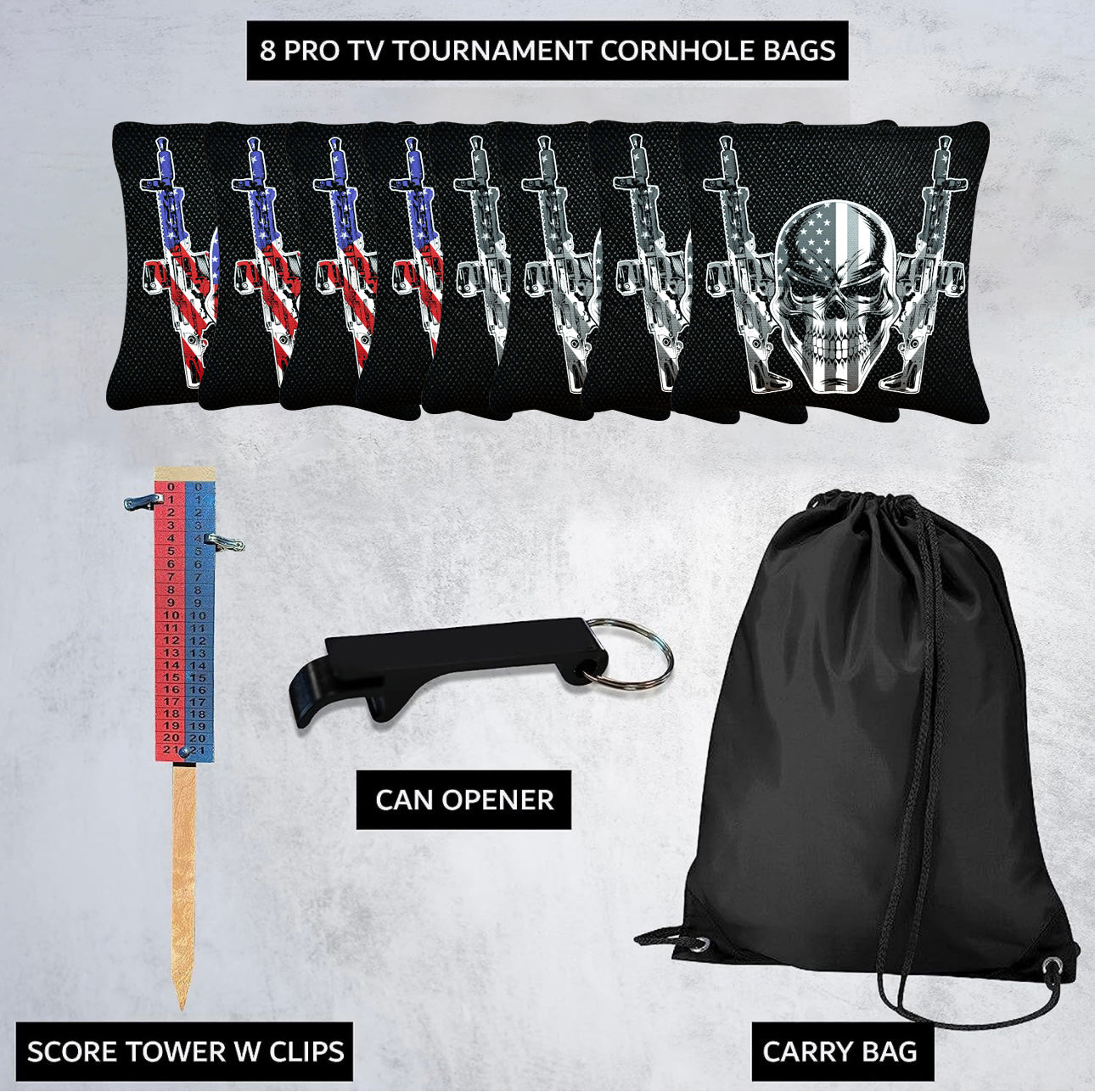 Flag Skull Guns Cornhole Bags