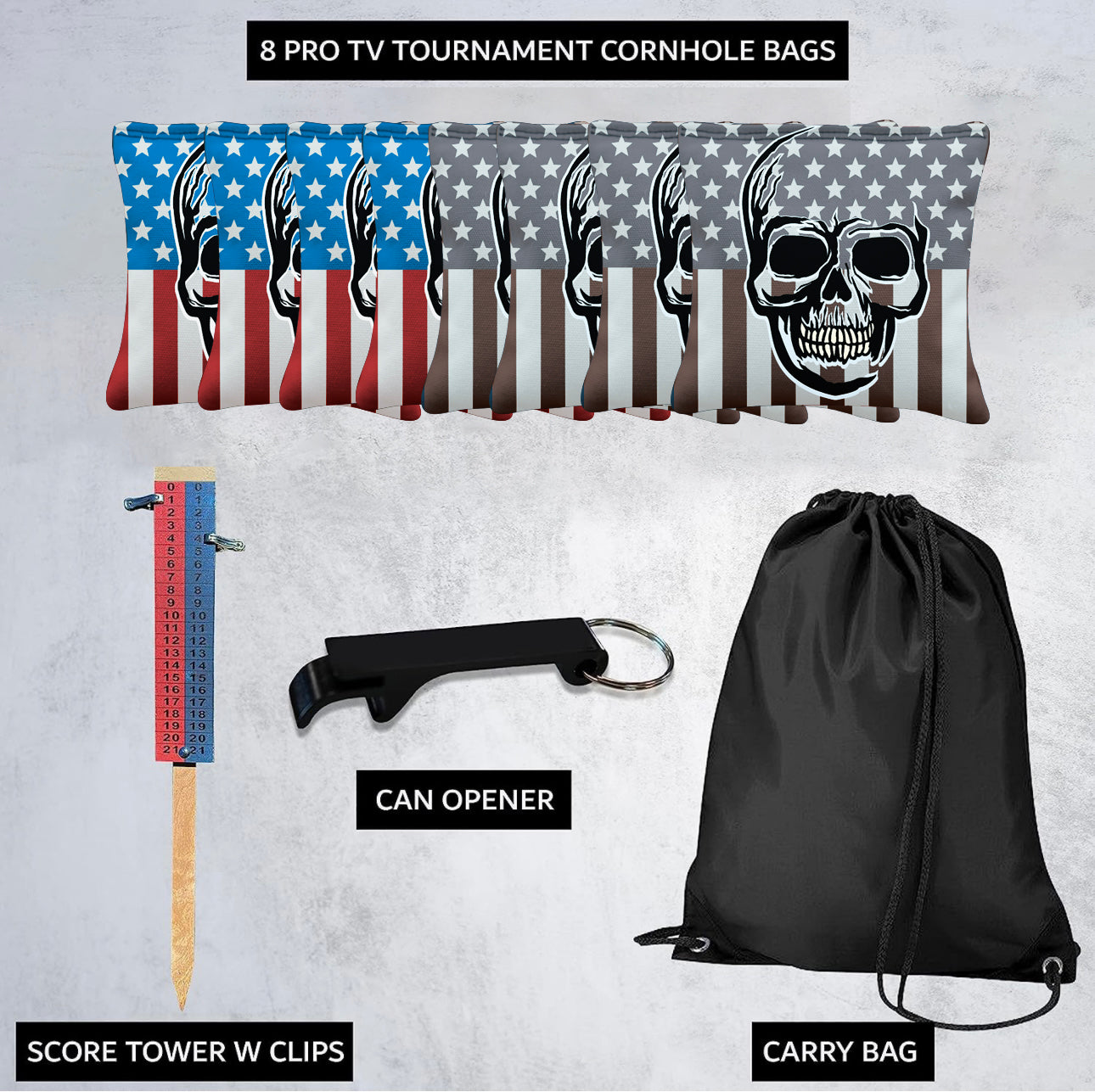 Skull over Flag Cornhole Bags