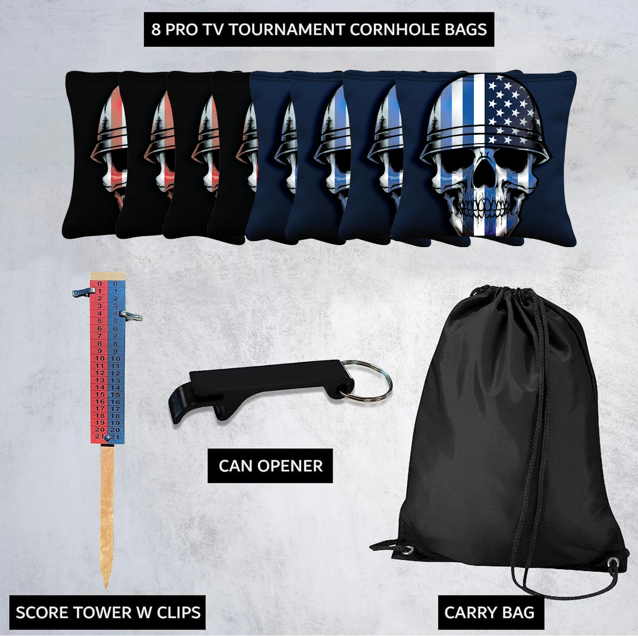 Soldier Flag Skull Cornhole Bags