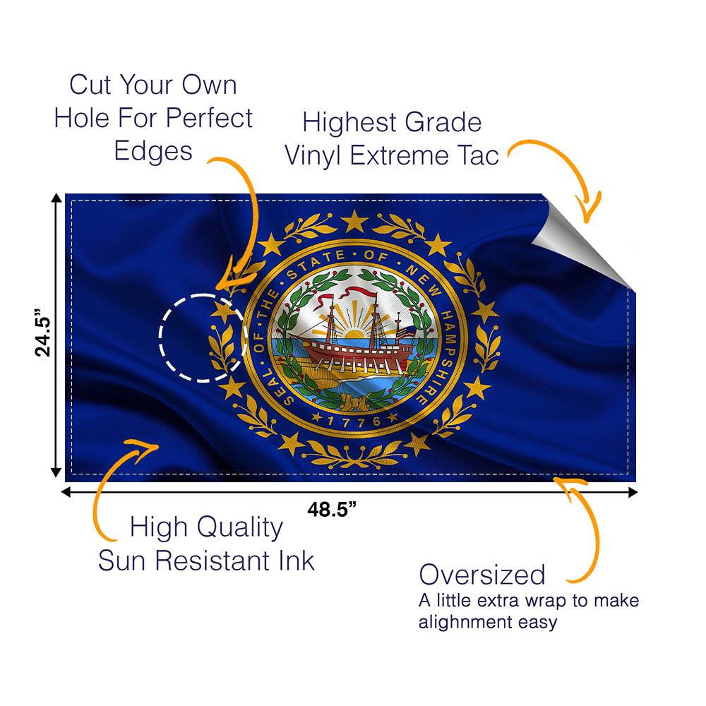 New Hampshire Classic State Flag Cornhole Boards Wraps (Set of 2)