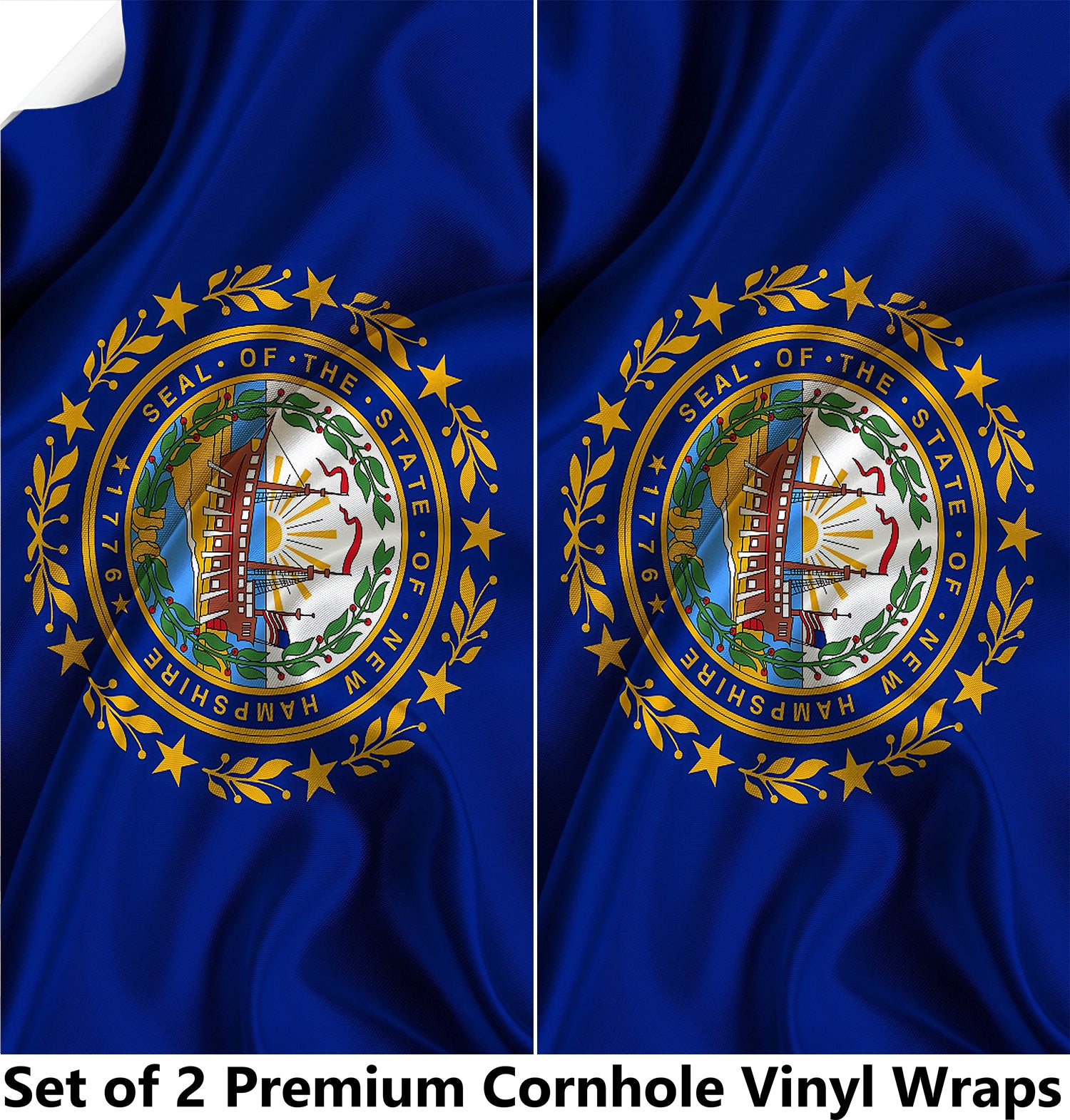 New Hampshire Classic State Flag Cornhole Boards Wraps (Set of 2)