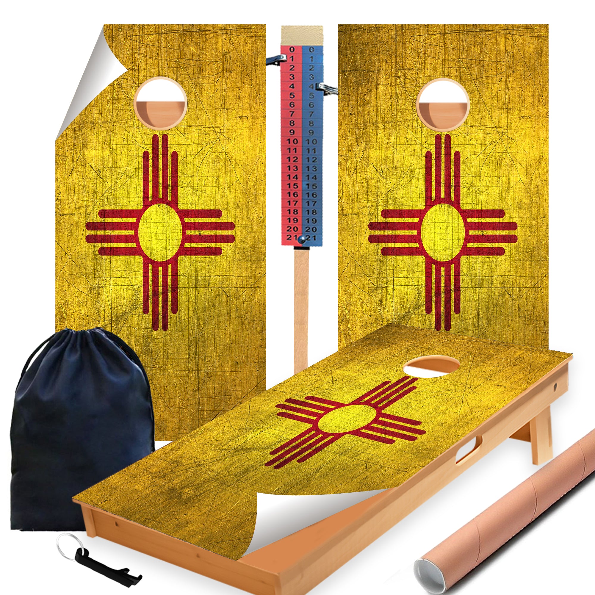 New Mexico Classic State Flag Cornhole Boards Wraps (Set of 2)