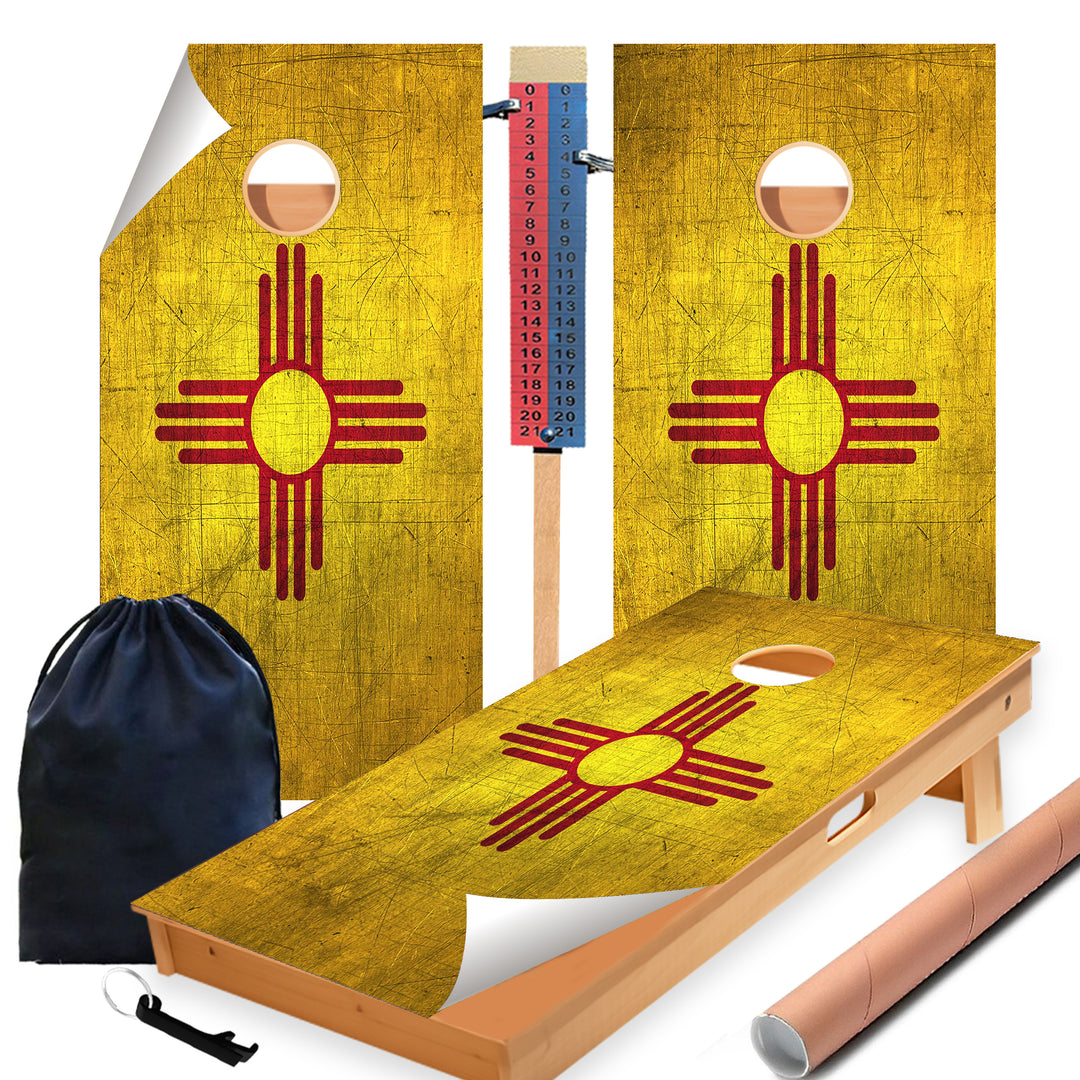 New Mexico Classic State Flag Cornhole Boards Wraps (Set of 2