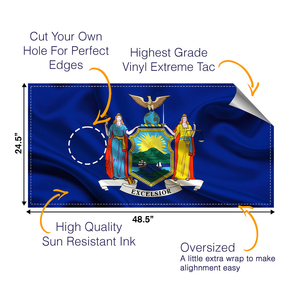 New York Classic State Flag Cornhole Boards Wraps (Set of 2)
