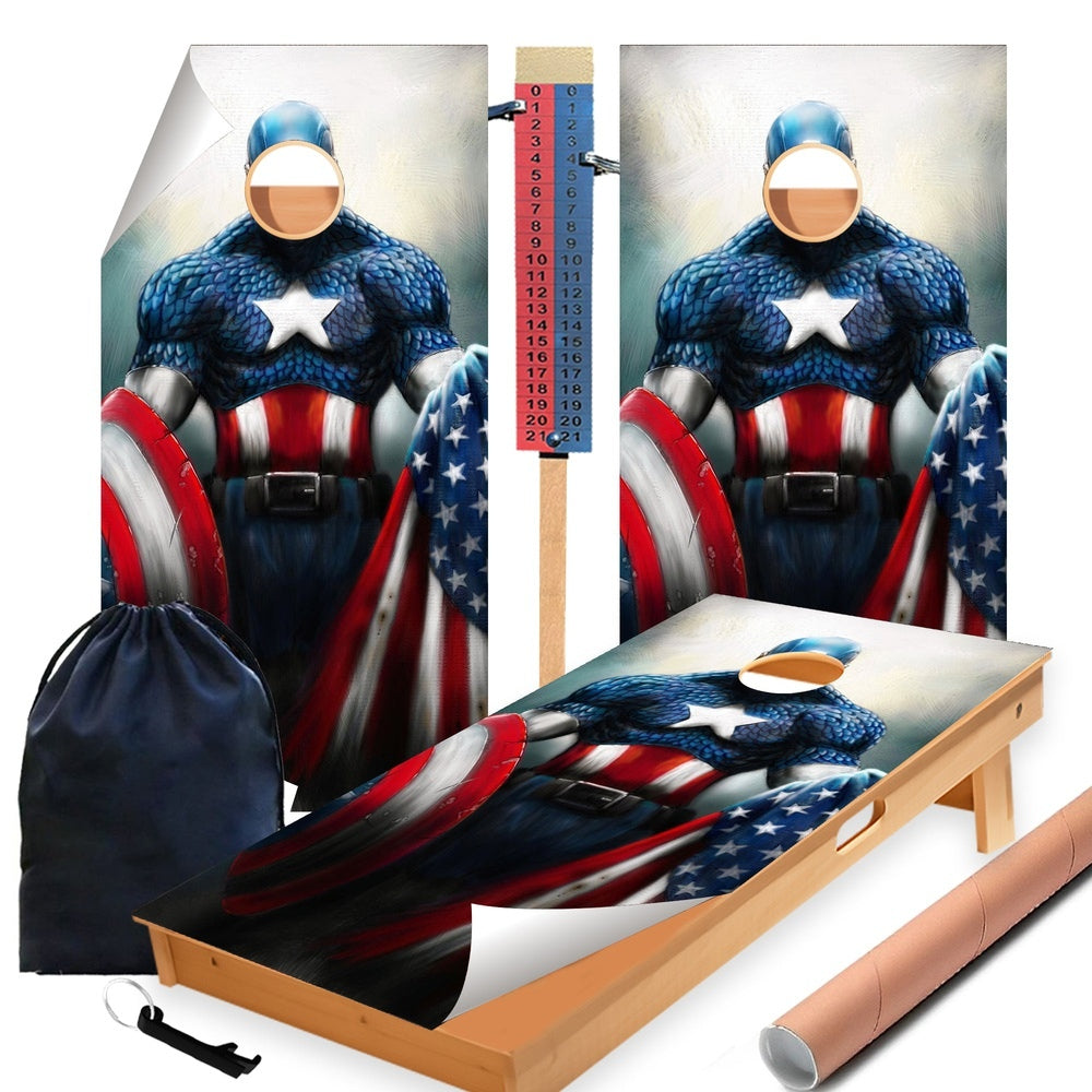 America A Hero Cornhole Boards Wraps (Set of 2)