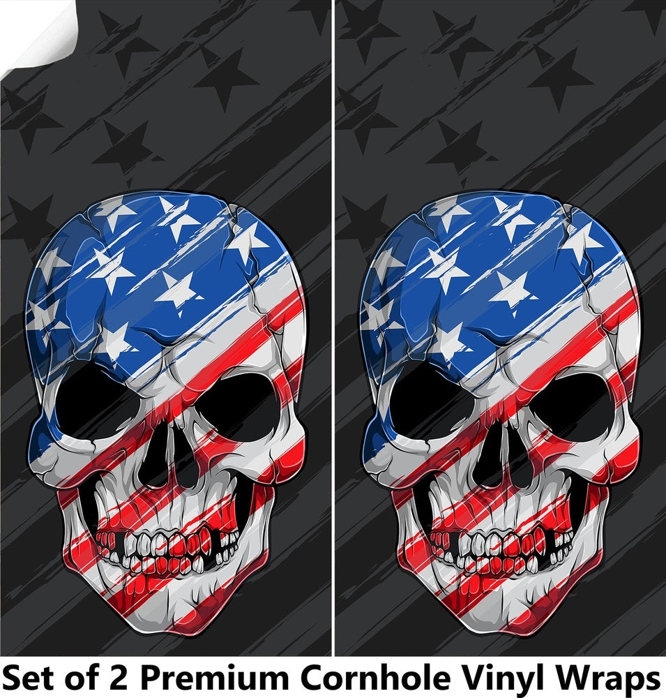 American Skull Cornhole Boards Wraps (Set of 2)