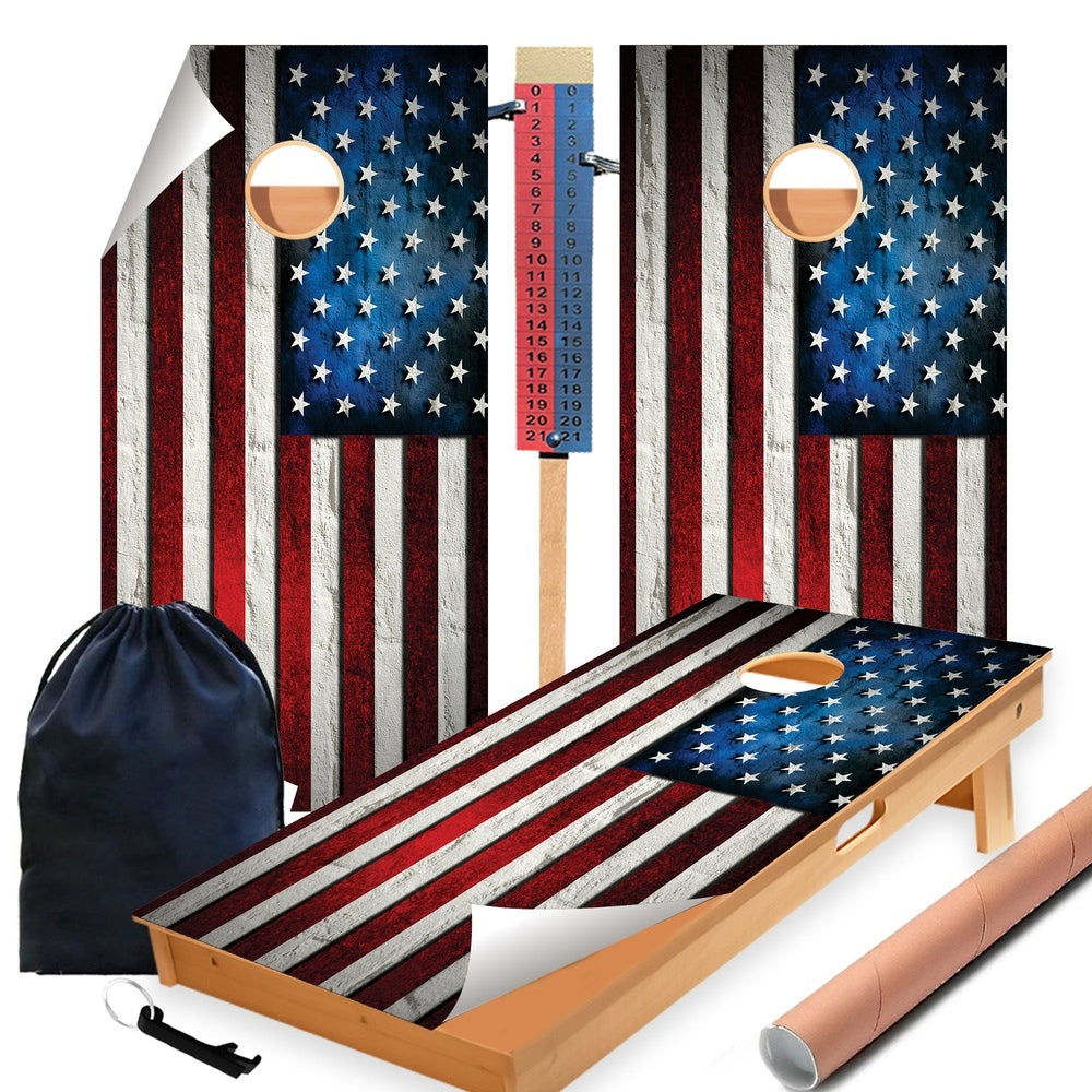 American Flag Cornhole Boards Wraps (Set of 2)