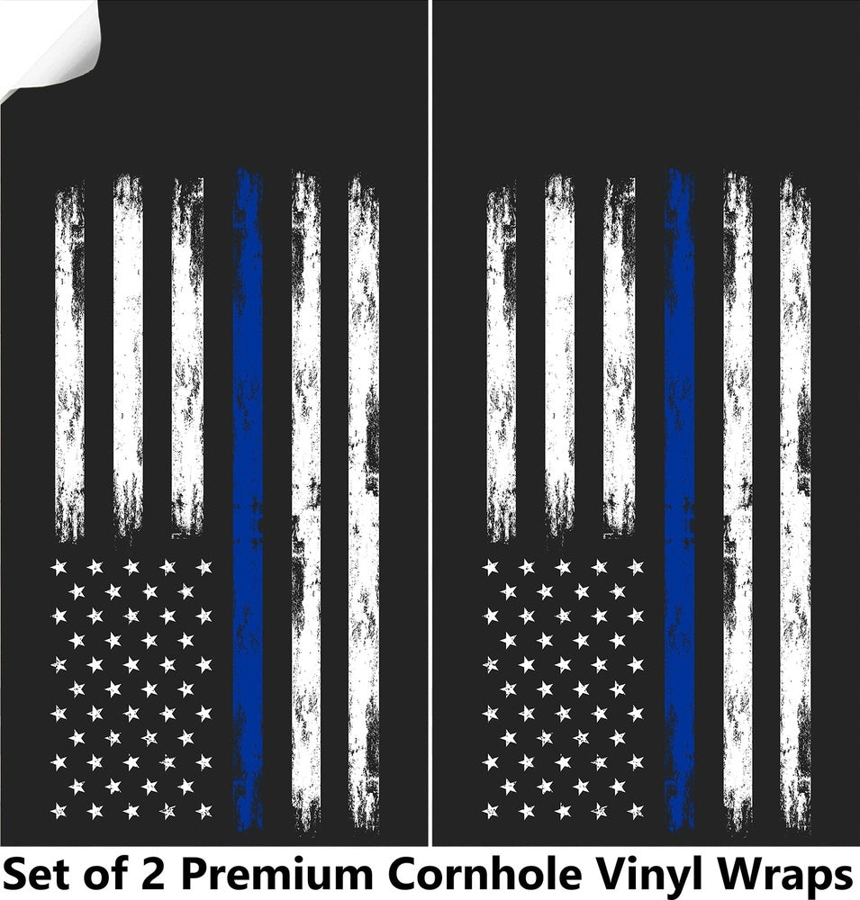 Blue Line Cornhole Boards Wraps (Set of 2)