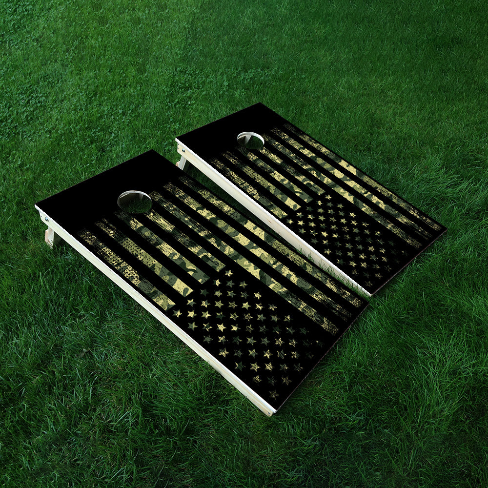 Camo Flag Cornhole Boards Wraps (Set of 2)