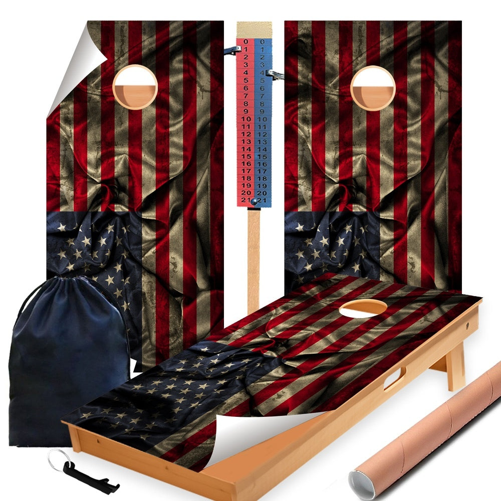 Cloth Flag Cornhole Boards Wraps (Set of 2)