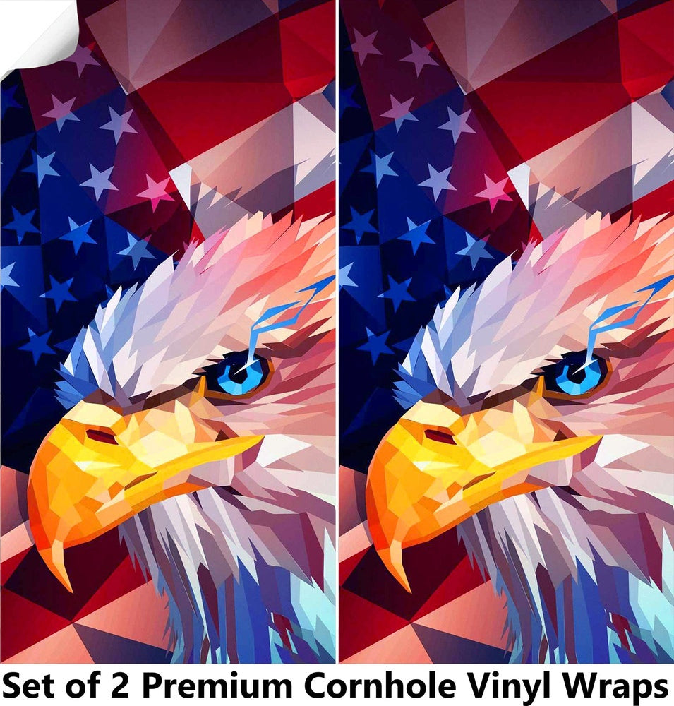 Eagle Art Flag Cornhole Boards Wraps (Set of 2)