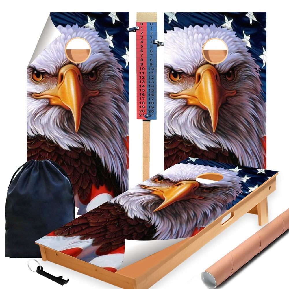 Eagle Flag Cornhole Boards Wraps (Set of 2)