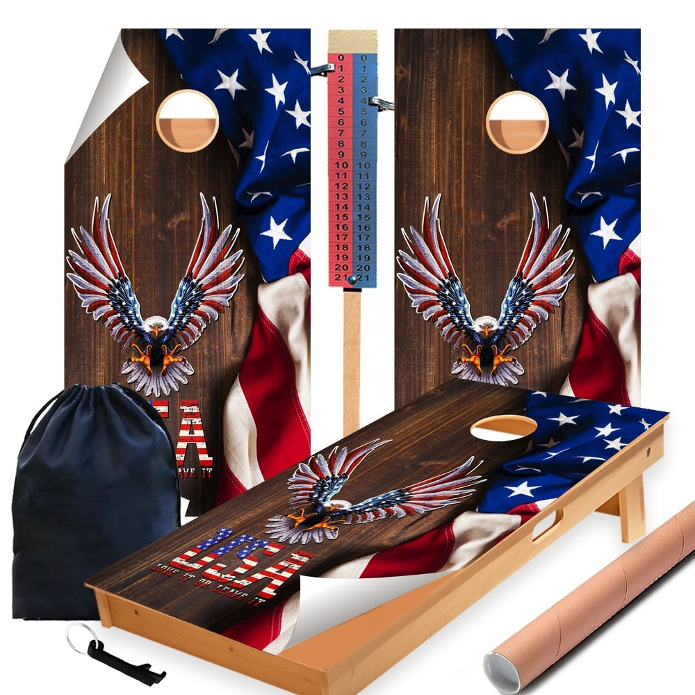 Eagle Love It or Leave Cornhole Boards Wraps (Set of 2)