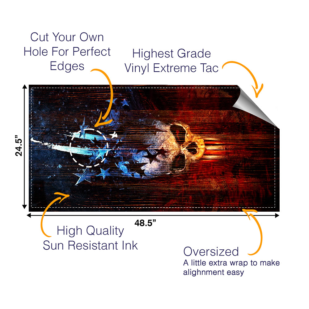 Engrave American Wood Skull Cornhole Boards Wraps (Set of 2)