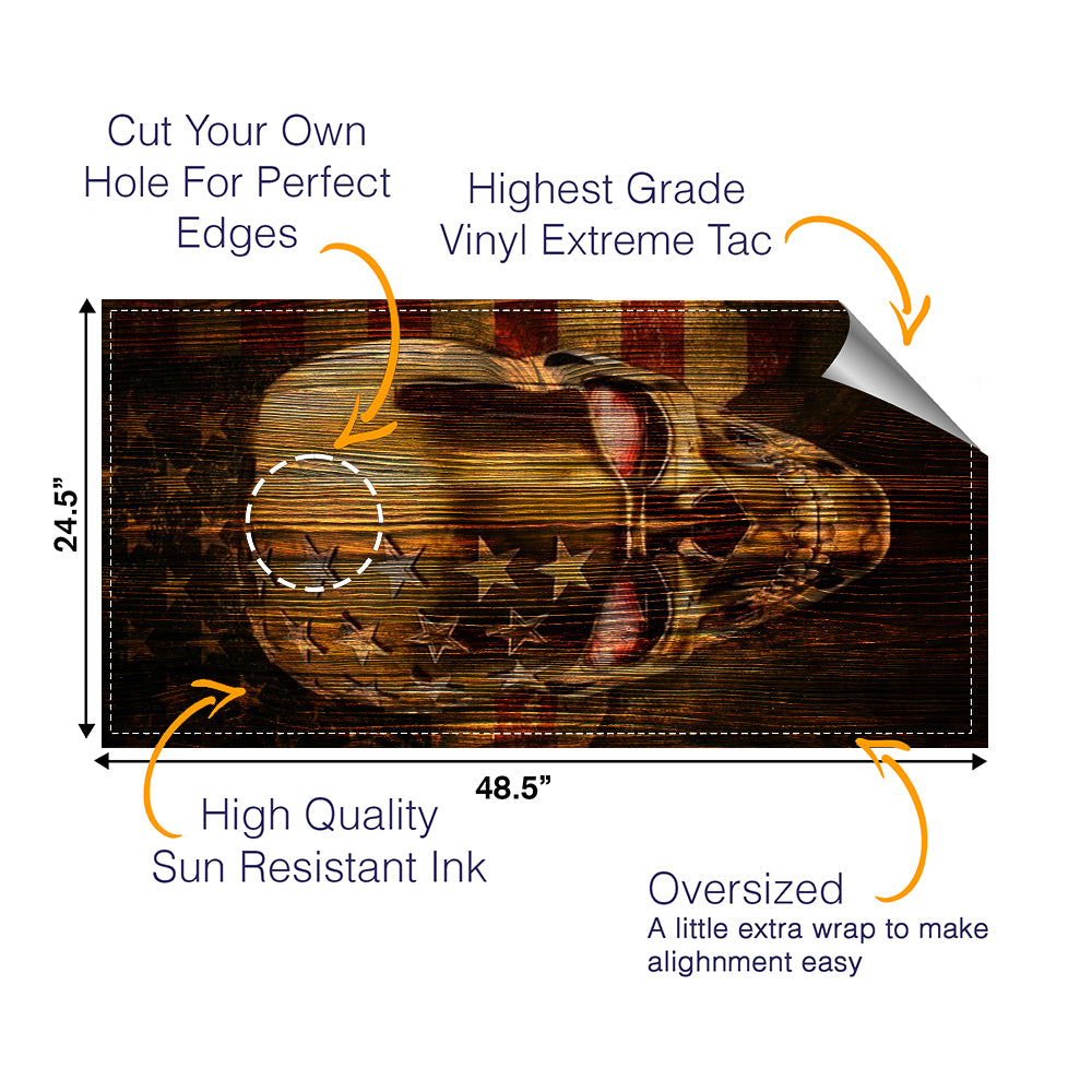 Engraved Red Eye Skull Cornhole Boards Wraps (Set of 2)