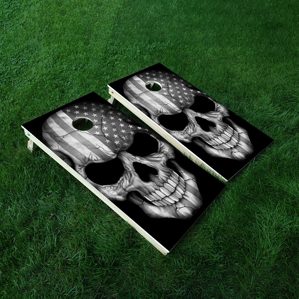 Grey Skull Cornhole Boards Wraps (Set of 2)