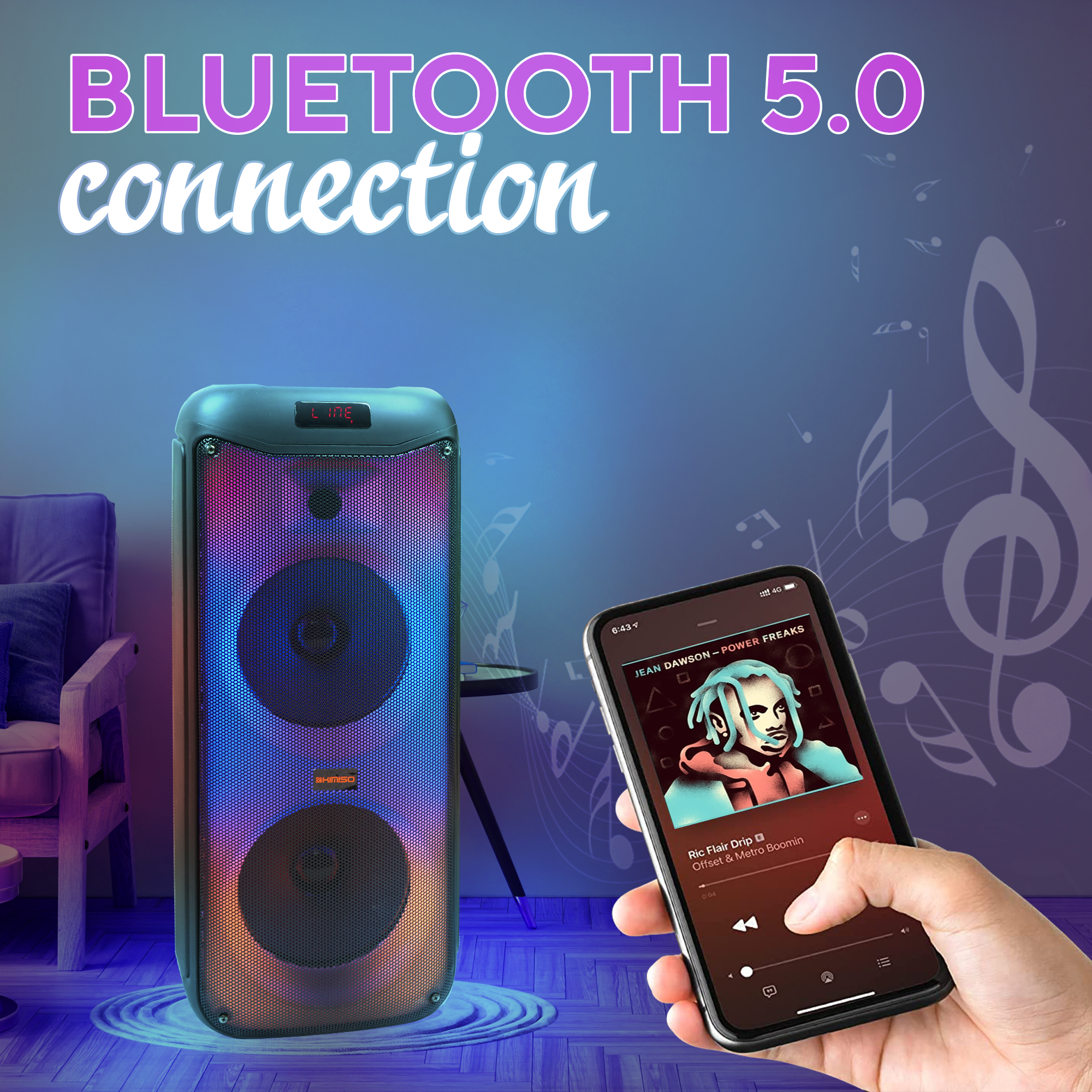 Dual 8'' Portable Wireless LED Bluetooth Speaker