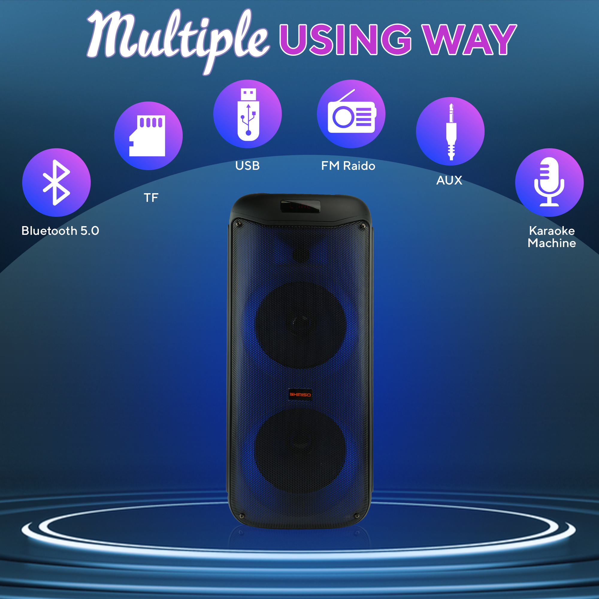 Dual 8'' Portable Wireless LED Bluetooth Speaker