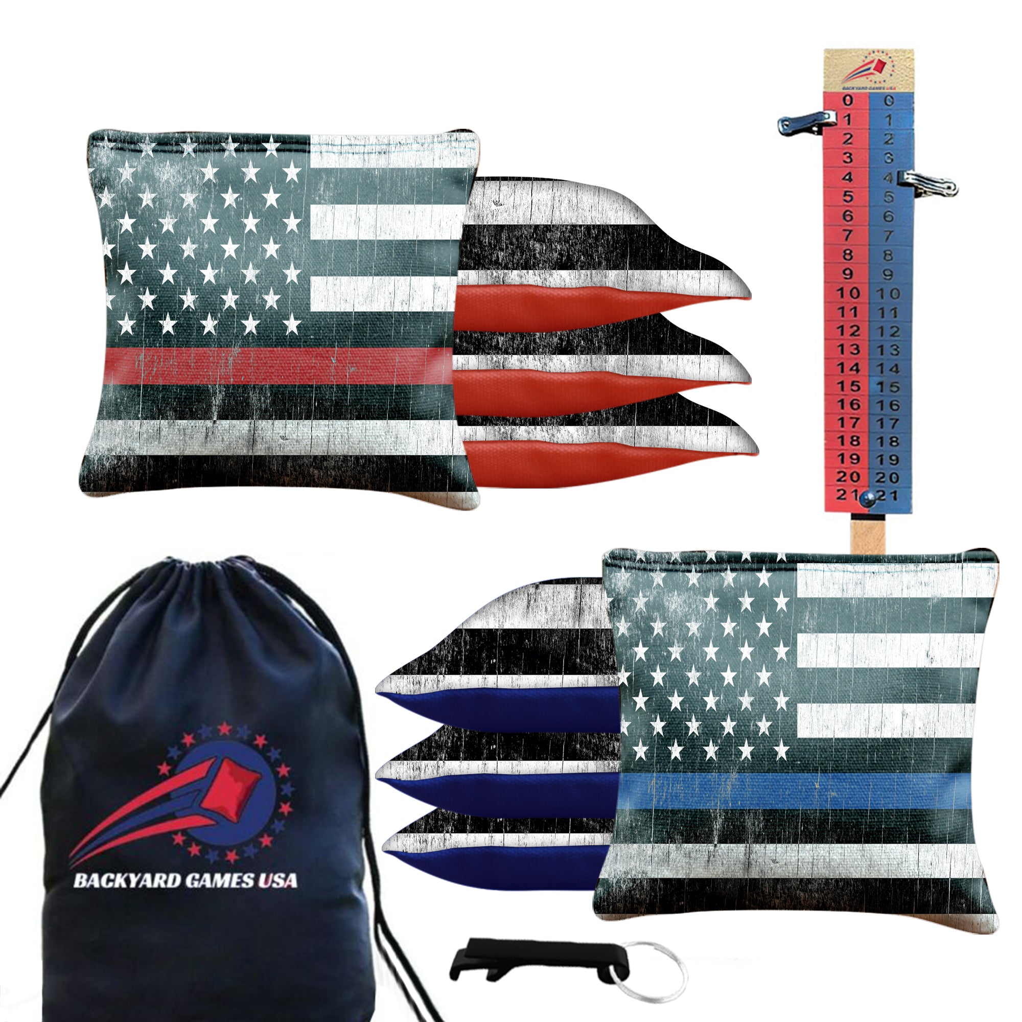 Red Blue Lines Cornhole Bags
