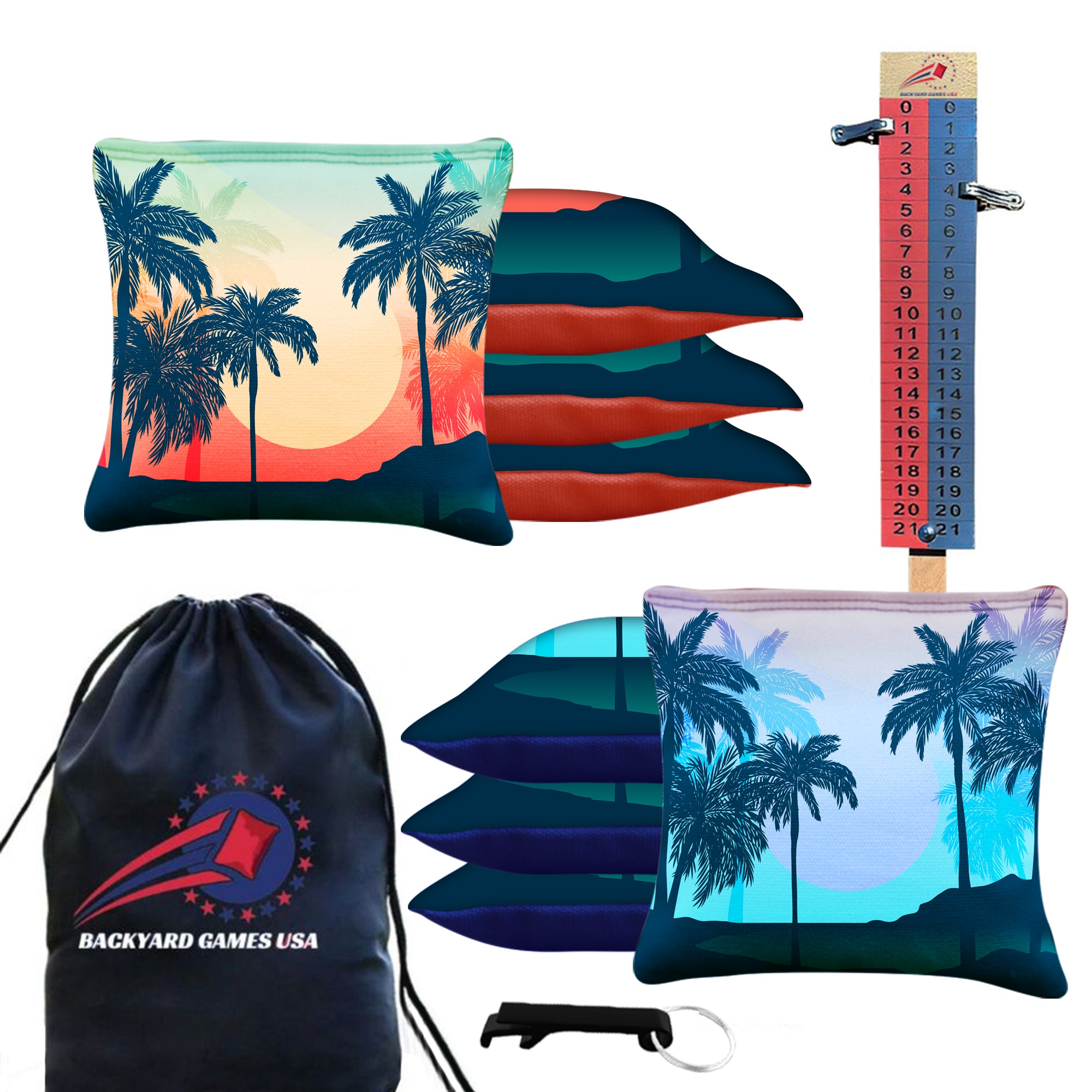 Palm Trees Cornhole Bags BackYardGamesUSA