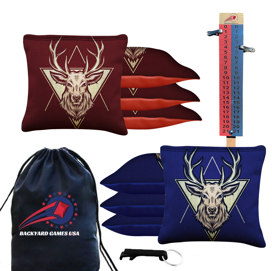 Red Blue Deer Cornhole Bags