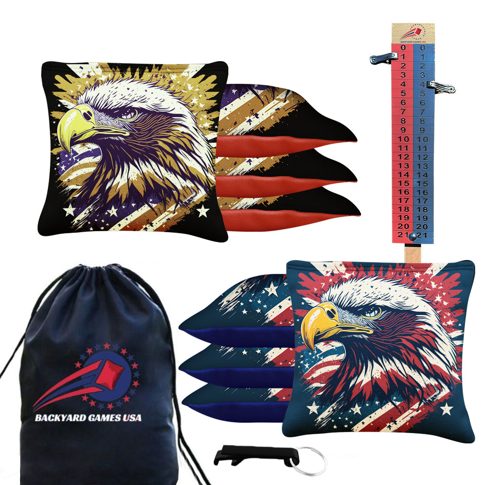 Red Gold Eagle Cornhole Bags - Set of 8