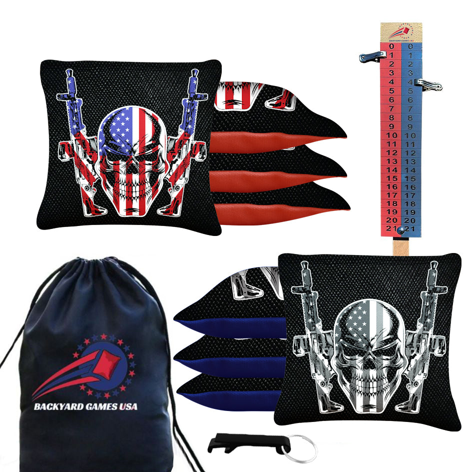 Flag Skull Guns Cornhole Bags - Set of 8
