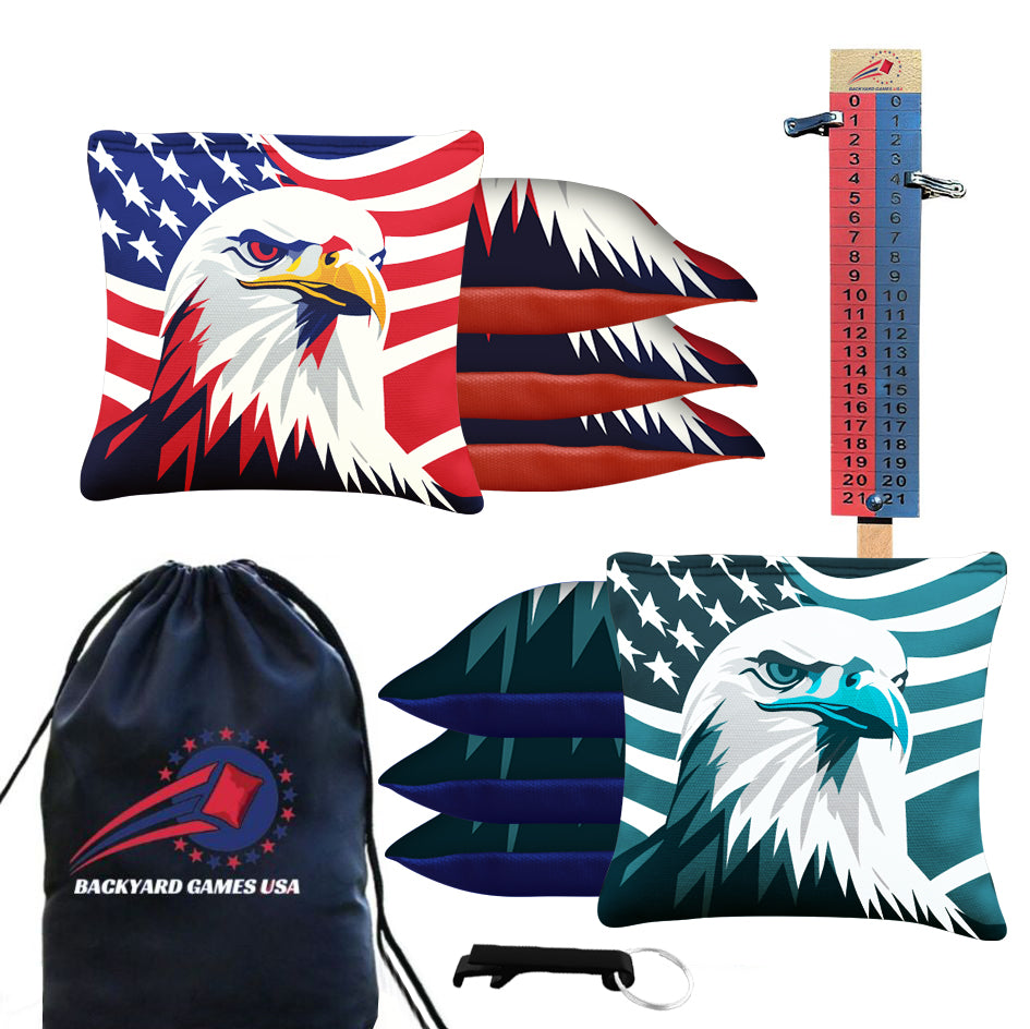 Red Blue Eagle Cornhole Bags - Set of 8
