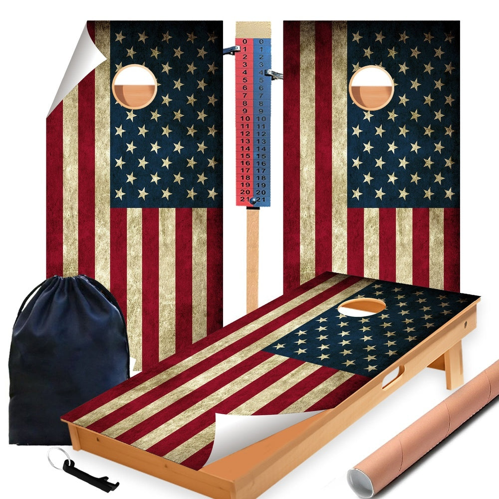 Patriotic Cornhole Boards Wraps (Set of 2)