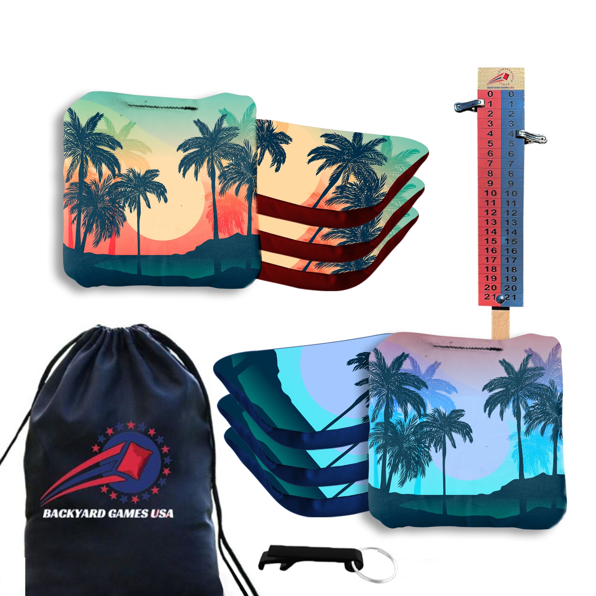 Palm Trees Cornhole Bags - Set of 8