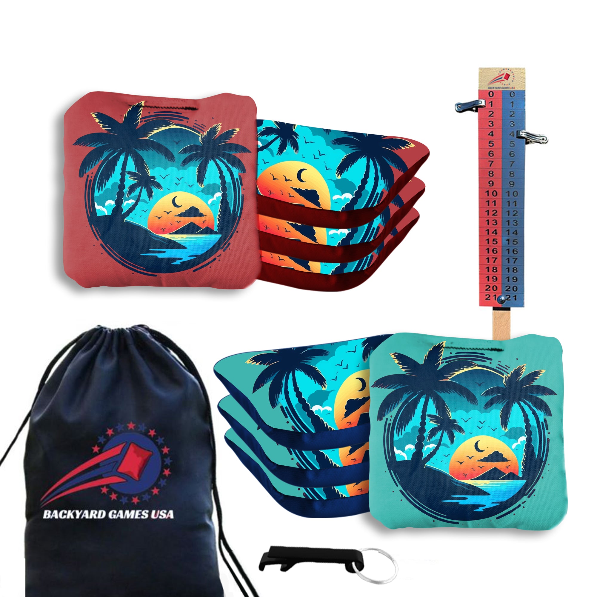 Beach Circle Cornhole Bags - Set of 8
